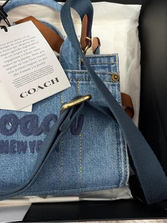 Coach Mini Cargo Denim Tote with Embroidered Logo - Picture 5 of 11